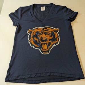 PINK Victoria's Secret Navy Mesh V-Neck Sequined Jersey Top